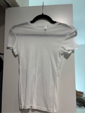 SKIMS White Mesh Short Sleeve Ribbed Crew Tee BRAND NEW WOT!!